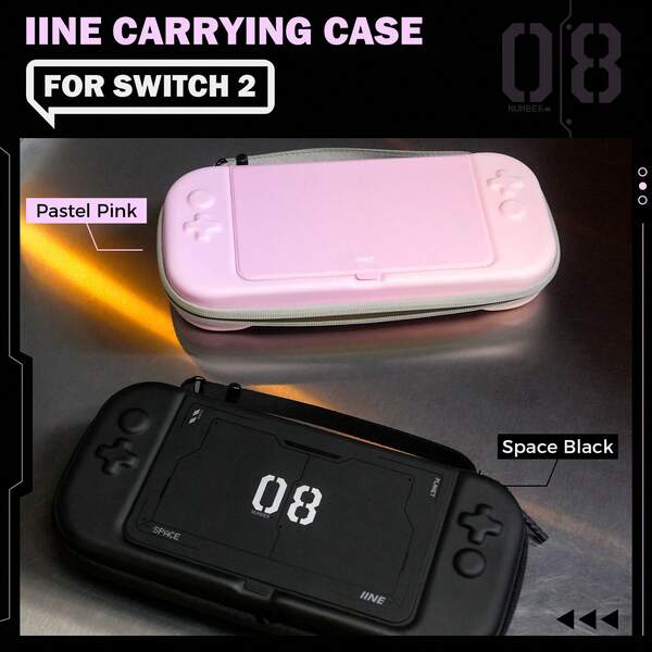 IINE IINE Carrying Case For Switch 2, Quick Access To Game Cards, EVA Material, Full Protection And Shockproof Design, Pink And Black