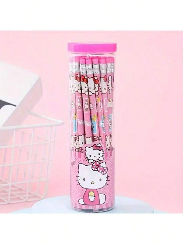 Sanrio 30 pezzi Matite in legno ufficiali e carine di Hello Kitty, set di 30 matite a tema cartone animato in tubo, forniture per l'apprendimento dei bambini, premi per matite creative per studenti delle scuole elementari, spessore 0,5 mm, adatte per scuola e ufficio, possono essere regalate ad amici e bambini, bomboniere per feste