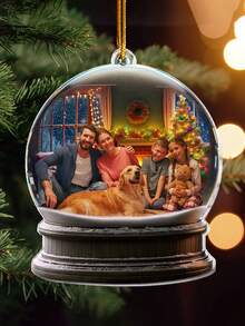 1pc Personalized Family Photo Christmas Snow Globe Ornament, Customizable Photo, Unique Holiday Keepsake Gift For Family, Friends, Couples, Adds Festive Charm, Perfect For Christmas Tree, Party, Home Decor, And Holiday Calendar - Multicolor - View 13