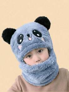 3/1 件帽子手套套装，防风防寒加厚保暖熊猫形毛绒帽子和针织手套。 - 彩色 - 查看 18