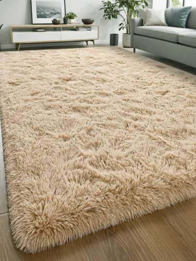 1pc Solid Color Soft & Comfortable Long Pile Camel Shag Rug, Modern Minimalist Nordic Style Warm-Toned Room Decor, Plush Cozy Cream Textured Home Decor, Autumn/Winter Seasonal Gift, Fluffy Christmas/Halloween/Valentine's Day Decorative Gift, Easy Care Living Room, Sofa, Bedroom Bedside Carpet