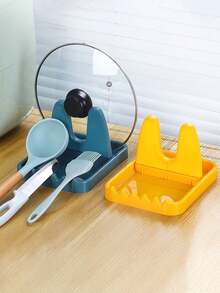 1pc Plastics Utensil Rest And Pot Lid Holder With Drip Pad For Multiple Utensils,Spoon Rest,Spoon Rest For Kitchen,Lid Holder,Multifunctional Foldable Pot Lid Holder,Heat Resistant Cover Holder,Utensil Rack For Kitchen Accessories - Multicolor - View 12