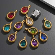 Mặt dây chuyền thép không gỉ 304 1/5 carat có 12 viên đá quý cung hoàng đạo với pha lê tổng hợp nhiều màu mạ vàng 18K, mặt dây chuyền trang sức bằng thép không gỉ dành cho nữ, mặt dây chuyền phụ kiện thủ công DIY - Nhiều màu - Xem 1