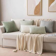 1 件/2 件波西米亚条纹抱枕套（不含枕芯），柔软毛绒灯芯绒纯色装饰方形枕套，适合节日、沙发、卧室、床，四季皆宜 - 淡綠 - 查看 6