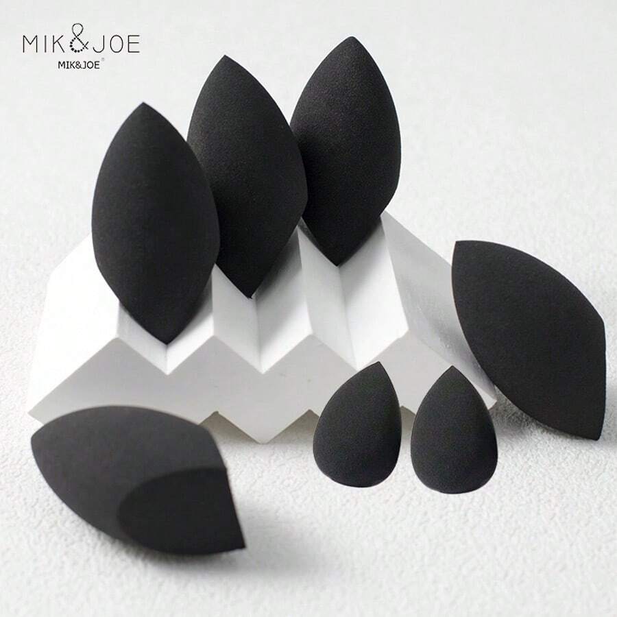 2 pièces Éponge de beauté noire - sans latex, mélangeur de maquillage réutilisable pour un teint parfait, contour et surbrillance, maquillage, bon marché, décoration de chambre, coiffeuse, voyage, chambre à coucher, accessoires de maquillage, tampon, mélangeur de maquillage, tampon de poudre, éponge de maquillage