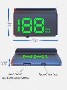 2025 全新升级 GPS HUD 车速表汽车抬头数字速度显示器 KMH MPH 仪表（可切换单位）HUD 大字体数字显示器带绿色背光 USB 即插即用适用于所有车辆汽车摩托艇船舶 - 彩色 - 查看 4