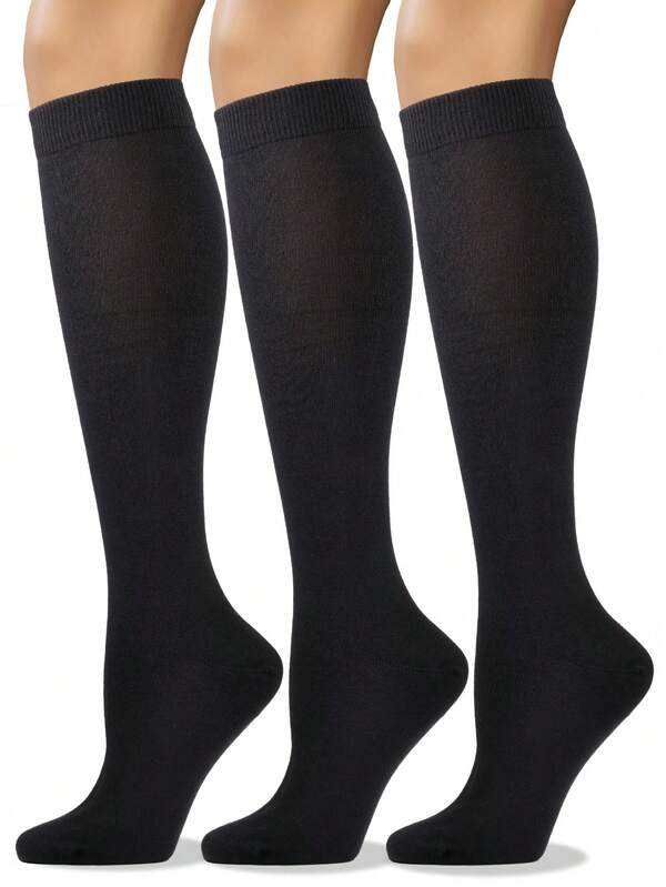 3 Pairs Of Women's Soft Knee-High Socks With Seamless Toes, Available In Black And White
