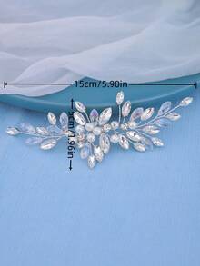 1 pieza Diadema de vidrio elegante, accesorio para el cabello de novia y boda, adecuado para todas las estaciones - blanco plateado - Ver 10