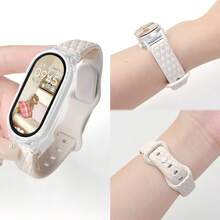 Tali Silikon Tekstur Kulit dengan Gesper Terbalik dan Casing Transparan untuk Xiaomi Mi Band 10/9/8, Cocok untuk Xiaomi Mi Band 7/6/5, Modis untuk Wanita, Musim Panas - Tekstur kulit terbalik silikon-warna cahaya bintang - View 2