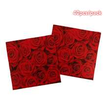 20/40 piezas Servilletas de papel con estampado de rosas rojas, de 6.5*6.5 pulgadas plegadas, servilletas desechables impresas de 2 capas con rosas rojas, amarillas y rosas, perfectas para el Día de San Valentín, cumpleaños, fiesta nupcial, celebración de fiestas, decoración de bodas en suministros para eventos y fiestas
