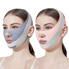 Thin Face Bandage V Line Face Lift Tightening Mask Double Chin Tightener Facial Wrinkles Anti Sagging Facial Massager Skin Care - 灰色 - 查看 4