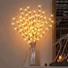 1 Set Realistic Tree Branch Shaped LED Lights, Battery Powered, Each Light Contains 20 LED Beads, Decorated With Artificial Small Branches In Vase, Stylish Decor, Can Be Used As Bedside Lamp, Romantic Home Decor - Coffee Brown - View 8