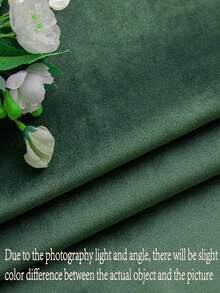 1pc Imported Dutch Velvet Fabric Curtain, 220gsm, Luxurious Room Window Decor, Heavy Blackout Curtain For Privacy In Winter - Dark Green - View 8