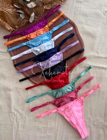 Kit com 5 Calcinhas PLUS SIZE Fio Duplo Empina Bumbum com Regulagem String Fio Dental Sensual Lingerie Feminina Moda Intima - Multicolorido - Visão 6
