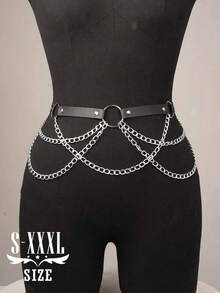Plus Size Chain Belt,Leather Waist Chain Harness Belt,Chain Belts For Women Fashion,Plus Size Chain Belt,Halloween Costumes,Ladies' Harness Leather