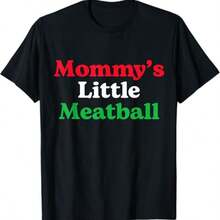 Top Quality Mommy's Little Meatball Italian T-Shirt Funny Daddy's Little Meatball Shirt Humor Italy Love Pun Tee Shirts - 黑色A - 查看 1