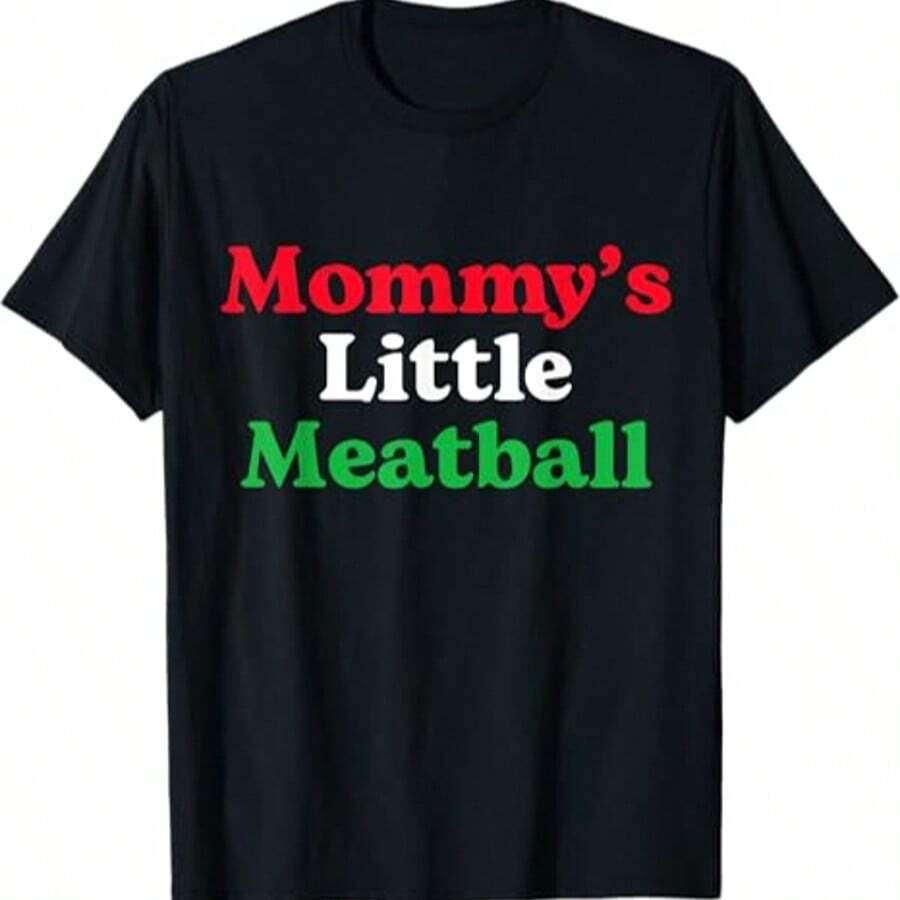 Top Quality Mommy's Little Meatball Italian T-Shirt Funny Daddy's Little Meatball Shirt Humor Italy Love Pun Tee Shirts - 黑色A - 查看 1