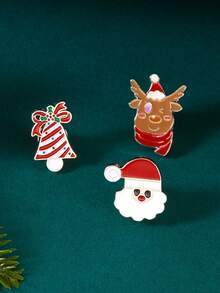 Bộ 3 món quà Giáng sinh hình ông già Noel hoạt hình, ghim cài áo huy hiệu phụ kiện trang trí cho quần áo, túi xách, khăn quàng cổ, phù hợp làm trang sức cho phụ nữ, trang phục hàng ngày và ngày lễ - Nhiều màu - Xem 11