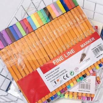 24 Color Fine Tip Pen 0.4mm Fine Line Type, Back-To-School Supplies, Art Supplies, Student Color Marking, Suitable For Taking Notes, Handbook Color Pens, Markers, Watercolor Pens, Outdoor Sketching Utensils, Gifts For Students, School Gifts, Teacher Supplies, Teaching Aids, Art Supplies, Halloween,Christmas,School Supplies,Birthday Gifts,Cheap,Back-To-School Giveaways,School Stuff,School Affairs