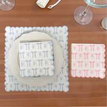 20/40张蓝色和粉色蕾丝餐巾纸，蝴蝶结图案印花纸巾，展开尺寸10*10英寸，三层波浪边鸡尾酒餐巾纸，婚礼装饰，非常适合迎婴派对、新娘派对、性别揭晓派对、生日派对用品、圣诞节等场合。 - Bow - 查看 7