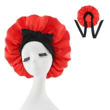 1pc Luxurious Satin Silky Bonnet With Adjustable Tie - Lightweight Hair Protection Cap For All-Night Comfort, Hair Care, And Shower Luxurious Satin & Silk Bonnet For Sleeping - Adjustable Comfort Fit With Tie Band - Perfect For Long Curly Or Braided Hair - Premium Bathroom Accessory For Stylish Comfort Unisex Night Hair Protection For Men & Women