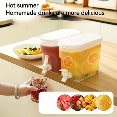 1 pezzo Dispenser per bevande di grande capacità con rubinetto, contenitore per bevande riutilizzabile e a tenuta stagna, adatto per frigorifero/scaffale/piano di lavoro, elemento essenziale per l'organizzazione della cucina, soluzione efficiente per la conservazione e la distribuzione delle bevande