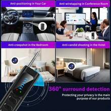 Rechargeable Smart Camera Detector, Anti-Eavesdropping, Anti-Spy, Anti-Tracking Device To Protect Privacy And Security. Wireless Signal, Infrared Detector, Anti-Positioning, Hotel Anti-Spy, Hidden Camera Detector. Compatible With GPS Tracker, Wiretapping Equipment, Anti-Spy Detector, Wiretap, RF Signal. 5 Levels, 4 Professional Modes, 24-Hour Working Time.