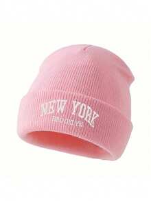 1 件儿童字母刺绣针织帽，时尚百搭男童女童户外保暖帽，适合秋冬季 - 1PC - 查看 7