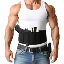 Neoprene Belly Band Holster Concealed Carry With Magazine Pocket/Pouch & 2 Elastic Straps For Women Men Compatible , Ruger LCP, M&P Shield, Sig Sauer, Ruger, Kahr, Beretta, 1911, Etc - màu đen - Xem 11