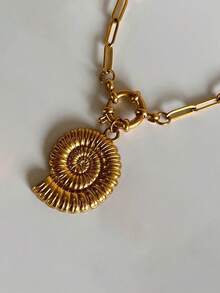 1 件 45+5 厘米不锈钢金贝壳项链夏季海螺海滩项链弹簧环扣海洋主题珠宝回形针链 DIY 配饰女士 - 金色 - 查看 2