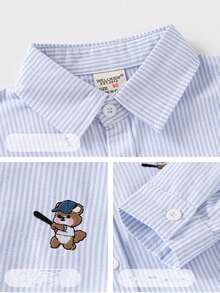 Young Boy Long Sleeve Embroidered Casual Shirt, Spring