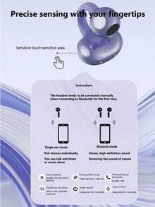 LED Display Clip-On Headphones, Protective Audio Output To Prevent Sound Leakage, Long-Wear Comfort, Open-Ear Sport Design To Prevent Falling, Wireless Bluetooth Headphones With Voice Call Support - 彩色 - 查看 6