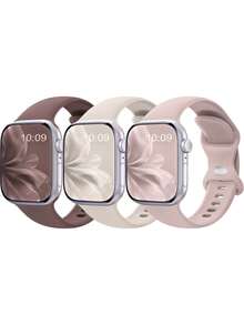 3pcs/Set Fashionable Silicon Apple Watch Band For Men And Women, Apple Watch Starp Compatible With 46/38/40/41/42/44/45/49mm Apple Watch Ultra/Se/10/9/8/7/6/5/4/3/2/1 - Multicolor - View 2