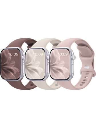 3pcs/Set Fashionable Silicon Apple Watch Band For Men And Women, Apple Watch Starp Compatible With 46/38/40/41/42/44/45/49mm Apple Watch Ultra/Se/10/9/8/7/6/5/4/3/2/1