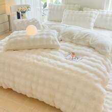 1pc Thickened Plush Duvet Cover, Faux Rabbit Fur Soft & Fluffy Single Duvet Cover, Without Pillow Case, Soft & Comfortable, Machine Washable, Suitable For Bedroom, Dorm, Autumn/Winter