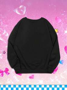 Plus Size Customizable Photo Print Sweatshirt - Casual Polyester Knit Lounge Top For Women - Fall/Winter Cozy Pullover