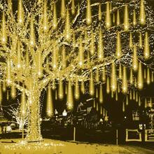 Cadena de luces LED en forma de lluvia de meteoritos alimentada por USB, decoración navideña para exteriores, perfecta para Navidad, Halloween, bodas, fiestas de cumpleaños - Adecuada para patios, jardines, calles, iluminación festiva, decoración de bodas, iluminación decorativa, iluminación eficiente, luces resistentes a la intemperie, luces de múltiples tubos, decoradores del hogar, organizadores de eventos