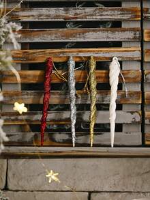 1 Pack Of 5 Twisted Icicles Decorations For Christmas Tree Glitter Spiral Strips Hanging Ornaments Suitable For Winter Christmas Tree Party Wedding Holiday Accessories Christmas Decoration Supplies Home Decorations Holiday Party Christmas Gifts