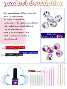 155颗牙齿宝石套装，DIY牙齿水钻，含工具，时尚男女通用牙齿饰品，水晶闪亮贴纸，易于组装，坚固耐用，欧美嘻哈哥特朋克Y2K万圣节风格，附带全套工具 - 牙飾套裝 - 查看 4