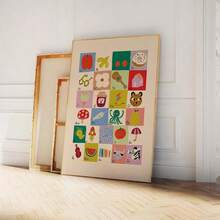 1 peça tela 2D sem moldura inspiradora estilo art déco retrô retrato orientação decoração de parede, tema de alfabeto e números, cores brilhantes, design educacional ABC e 123, com material de tela, para decoração de sala de aula, escritório em casa, adequado para todas as idades