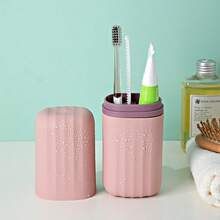 1 cană de călătorie pentru periuța de dinți, cană de clătire portabilă, cană compartimentată pentru periuța de dinți din căminul studențesc, cutie de depozitare pentru uz casnic, design pentru cupluri