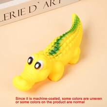 橡胶狗咬胶玩具，鳄鱼形吱吱叫玩具，牙齿清洁设计，缓解压力的动物图案咬胶，多种颜色可选 - 彩色 - 查看 9