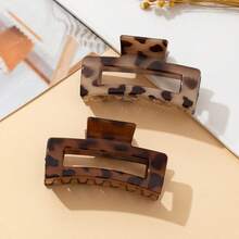 2pcs Leopard Print Square Shape Hair Clip, Hair Claw, Hair Accessories Summer Hair Clips Hair Jaw Clip Hair Clamps Hair Clutch Hair Catcher Clip, School Stuff, College Fall Winter Claw Clip For Vacation Outfits Woman