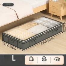1 Túi đựng đồ dưới gầm giường có thể gấp gọn, Hộp đựng đồ bằng vải cotton chống bụi thông thường, Túi đựng đồ dưới gầm giường chống bụi, chống ẩm dung tích lớn, Hộp đựng đồ phẳng tiết kiệm không gian - màu đen - Xem 7