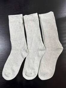 1/3 件时尚袜子，秋冬及膝、中筒、踝袜，适合所有季节，厚实保暖的过膝袜 - 采用双层针织技术制成