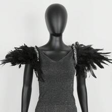 Damen künstliche Federn Schulter Abzeichen Schulterriemen Flügel Dekoration Punk Halloween Gothic Karneval Mode Accessoires - Verschiedenfarbig - Übersicht 3