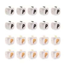 10pcs 12mm Simple Style White Base Black Letter + White Base Gold Letter Silicone Beads, DIY Jewelry Making Initial Letter Festival Gift Decorative Beads