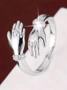1pc Fashionable Embrace With Both Hands Ring For Women Wear Suitable As A Gift For Friends
