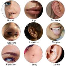 16G, 18G Stainless Steel Flat Bottom Earring Piercing Tool Kit, Includes Threaded And Threadless Piercing Needles For Ear, Nose, Lip, Body Jewelry Replacement - Steel - View 5