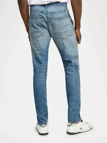 男士经典紧身商务休闲牛仔裤 - 淺色水洗藍 - 查看 2